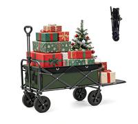 Carretilla Carrito con Ruedas Auxiliar, 150 kg/80 L, con Apertura Trasera y Asa Ajustable, para Camping, Jardín, Arena, Playa, Navidad