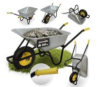 Carretilla con ruedas neumáticas, 85 L, 250 kg, carretilla de construcción, ligera y práctica, carretilla grande, carretilla de jardín, carril deslizante