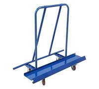 Carretilla de 4 ruedas para transportar paneles de madera, puertas, ventanas y placas de yeso, 120 x 58 x 118 cm, color azul