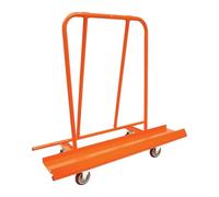 Carretilla de 4 ruedas para transportar paneles de madera, puertas, ventanas y placas de yeso, 120 x 58 x 118 cm, color naranja