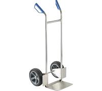 eurokraft basic Carretilla de acero inoxidable para sacos, con cubiertas de poliuretano, carga máx. 150 kg