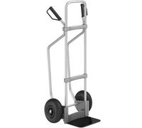 eurokraft pro Carretilla de aluminio para sacos con listones de deslizamiento, A x P de la pala 280 x 250 mm, negra, neumáticos