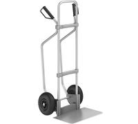 eurokraft pro Carretilla de aluminio para sacos con listones de deslizamiento, A x P de la pala 450 x 350 mm, aluminio, neumáticos