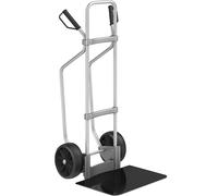 eurokraft pro Carretilla de aluminio para sacos con listones de deslizamiento, A x P de la pala 450 x 500 mm, negra, cubiertas de caucho macizo