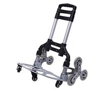 Carretilla de escalera plegable 6 ruedas subir escaleras aluminio carretilla apilable carro con cuerda elástica, bolsa de lona negra, para mercancías suministros productos artículos negro