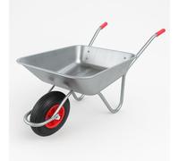 Carretilla de jardín de 65 l, Estructura de Acero galvanizado, Rueda neumática 4.00-6, cámara de Aire, Capacidad de Carga 80 kg, Ideal para jardín, establo y Obras