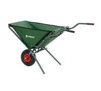 Carretilla de jardín plegable de 50 l con neumáticos de aire, carretilla de transporte de tela Oxford, marco de acero, compartimentos para herramientas, carretilla plegable para jardinería, verde