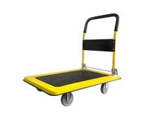 Carretilla de mano plegable de acero con ruedas giratorias para biblioteca y almacén, carrito de carga amarillo portátil