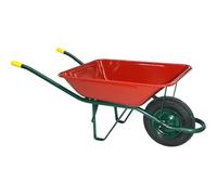 Carretilla de Obra Bahía 95 L - Rueda neumática, Caja metálica 860x640 mm, Color Rojo, Ideal construcción, Agricultura y jardinería, Resistente y maniobrable