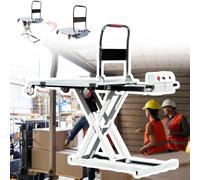 Carretilla elevadora hidráulica de tijera eléctrica para manejo y transporte de materiales, diseño compacto de alta resistencia, ideal para uso en almacén y construcción