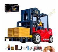 Carretilla Elevadora Rc Con Luz, Excavadora a Control Remoto Con Remolque, Juego De Construcción Recargable Con Camión De Plataforma Y Grúa, Con Sonido Y Luces De Pulverización(Forklift+Crane,Battery*