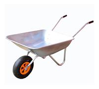 Carretilla Fuxtec FX-WB5260 Carga Máxima 80 kg Volumen 60 L Carro de transporte de acero galvanizado, carretilla de herramientas para jardín, rueda neumática incluida.