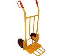 Carretilla Orework para almacén, Carga +300 Kg con rueda neumática reforzada, Carga 300 Kg, Medidas: alto 117 cm, ancho 50 cm. Medidas pala 46 × 18 cm. Medidas parrilla 32 × 38 cm.