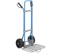 eurokraft pro Carretilla para sacos, azul, A x P de la pala para paquetes 430 x 450 mm, galvanizada, con asa, cubiertas de caucho macizo