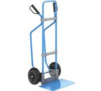 eurokraft pro Carretilla para sacos con listones de deslizamiento, azul, A x P de la pala 450 x 350 mm, azul, neumáticos