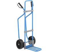 eurokraft pro Carretilla para sacos con listones de deslizamiento, azul, A x P de la pala para paquetes 430 x 250 mm, azul, cubiertas de caucho macizo