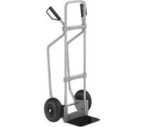 eurokraft pro Carretilla para sacos con listones de deslizamiento, galvanizada, A x P de la pala 280 x 250 mm, negra, neumáticos