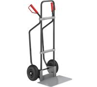 eurokraft pro Carretilla para sacos con listones de deslizamiento, negra, A x P de la pala 450 x 350 mm, galvanizada, neumáticos
