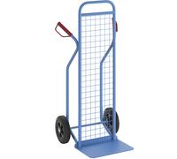 Carretilla para sacos con pared trasera de rejilla de alambre eurokraft pro, modelo: carretilla de apilado de acero