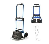 Carretilla Plegable Relaxdays, hasta 120 kg, 111x52x48 cm, para mudanzas, con Mango telescópico de Acero, Plata/Azul
