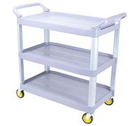 Carretillas de mano portátiles multifuncionales con grueso antideslizante, ideal para restaurantes y almacenes, material de polipropileno, 3 soluciones de cocina y almacenamiento, gris, 77 x 41 x 89