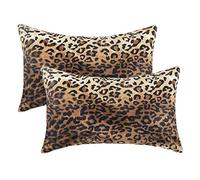 CARRIE HOME Fundas de cojín Lumbar de Piel sintética con Estampado de Leopardo Suave para el sofá o el hogar (Juego de 2, 12 x 20 Pulgadas)
