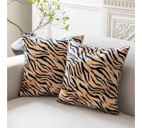 Carrie Home Juego de 2 Fundas de Almohada de Terciopelo Suave con Estampado Animal de 45,7 x 45,7 cm, decoración Moderna de casa de Campo para Dormitorio, sofá (sin Relleno)