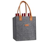 Carrier Bag, Wine Tote, 6 particiones Soft Texture Compact Storage Stylish Lightweight Design, Wine Bottle Bag for Garden Party, 9,06 x 7,09 x 10,24 pulgadas, Gris, Se référer au descriptif, Consulte