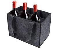 Carrier de botella de vino - bolso de vino de fieltro duradero con seis ranuras, organizador de viaje portátil | Portabebidas reutilizable, bolsa de divisor suave para champán, cerveza, Gris, Se