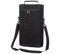 Carrier de vinos Bolsa de refrigerador de Vino con Cremallera con Cremallera con asa y Correa Ajustable Botella aislada portátil para Viajar en Playa de Picnic, 15x9x4in