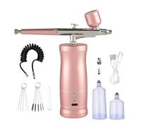 Carriere Kit de AeróGrafo, AeróGrafo de Mano, AeróGrafo Recargable, Compresor, Juego de AeróGrafo para Arte de UñAs, Peluquero, Maquillaje, Pintura, Rosa