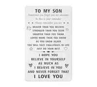 Carriere Regalos para Mi Hijo, Tarjeta de Billetera Grabada para Hijo, Recuerda de QuiéN Eres Hijo, Idea de Regalo de GraduacióN de AñO con sobre