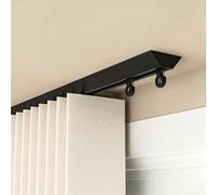 Carril De Cortina De Aluminio, Riel Individual Ultra Delgado Silencioso Bloqueador De Luz, Montaje En Techo O Pared, Conectores De Codo 90° Para Ventanas En Forma L(Black-Ceiling Mount,3.80M)