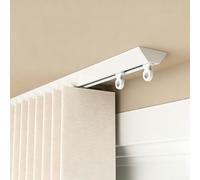 Carril De Cortina De Aluminio, Riel Individual Ultra Delgado Silencioso Bloqueador De Luz, Montaje En Techo O Pared, Conectores De Codo 90° Para Ventanas En Forma L(White-Ceiling Mount,3.90M)