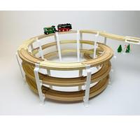 Carril de madera de 3 niveles compatible con Brio/Playtive/Lillabo/8 piezas/sin rieles de madera y decoración