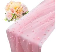 Carril De Mesa Perlas - Ergonomic Stylish Mantel Gasa Y Encaje, Durable, Compact, Estilo Boho Romántico Cortable, Velado para Bodas Decoración | Multipurpose Outdoor Indoor Utility