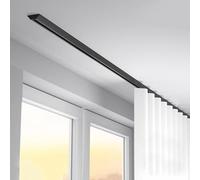 Carril de techo de aluminio para cortinas, riel de cortina resistente, mute barra de cortina montada en el techo, conjunto de rieles para oficina, sala de estar, dormitorio (negro, 240 cm)