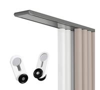 Carril Doble Para Cortinas De Aluminio, 0.7m 1m 2m 3m 4m 5m 6m - Sistema De Carril De Techo Con 20 Poleas Silenciosas - Separador De Ambientes Para Salón, Dormitorio, Caravanas(Gray,2.0m)
