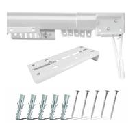 Carril Extensible para Cortinas de Acero Galvanizado Lacado en Blanco, Apertura Personalizable con Cordón, Carril para Cortinas de Techo o Pared con Soportes, Carril Deslizante (DE 122 A 213 CM)