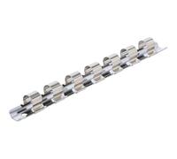 Carril para casquillos 7 clips 12,5 mm (1/2) - Acero, 21 x 23 x 209 mm - Fijación práctica y sólida - D-Work