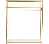 Carril para guardarropa, expositor para vestidos de novia, perchero independiente, con estante profesional, perchero con ruedas, color dorado
