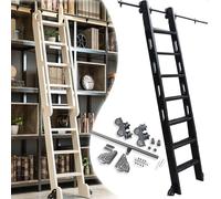 Carril redondo deslizante, kit de hardware de acero inoxidable, sistema de rieles de escalera de 100 a 800 cm, ajustable, rodillo silencioso para almacenamiento de bibliotecas, armario (800 cm)