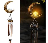 Carrillon de Viento Exterior, Campanilla de Viento Solar LED con 5 Tubos de Aleación para Decoración de Exteriores Patios Céspedes - 108cm