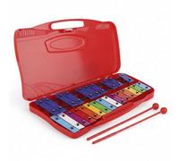Carrillón Xilófono Cromático Escolar 25 Teclas - Metalófono Glockenspiel con Estuche y Mazos, Instrumento Musical Educativo para Niños