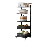 Carrito ajustable para microondas con ruedas, estante de almacenamiento de cocina blanco con cesta de malla para sala de estar, cocina y balcón, diseño compacto de 40,5 x 34 cm