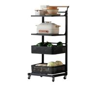 Carrito ajustable para microondas con ruedas, estante de almacenamiento de cocina blanco con cesta de malla para sala de estar, cocina y balcón, 40,5 x 34 cm