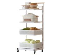 Carrito ajustable para microondas con ruedas, estante de almacenamiento de cocina blanco con cesta de malla rodante para sala de estar, cocina y balcón, diseño compacto de 40,5 x 34 cm