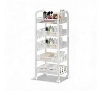 Carrito Auxiliar 5 Niveles, Carro Con Ruedas Para Cocina y Oficina Blanco. Diseño Compacto y Robusto: Acero Al Carbono Con Ruedas 360°, Ideal Para Organizar Fruta, Snacks o Material De Oficina.