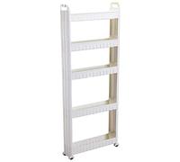 Carrito Auxiliar Con Ruedas, 10cm Slim Rolling Carro De Almacenamiento, Skinny Mobile Kitchen Pantry Cart With Wheels, Slide Out Utility Narrow Rolling Cart Easy Assemble For Tight Spaces, White ( Col