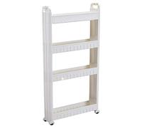 Carrito Auxiliar Con Ruedas, 10cm Slim Rolling Carro De Almacenamiento, Skinny Mobile Kitchen Pantry Cart With Wheels, Slide Out Utility Narrow Rolling Cart Easy Assemble For Tight Spaces, White ( Col